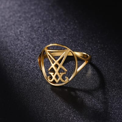 Gotische Roestvrij Staal Sigil van Lucifer Ringen Satanisch Amulet Demon Duivel Symbool Satan Ring Religieuze Sieraden Festival Cadeau 7