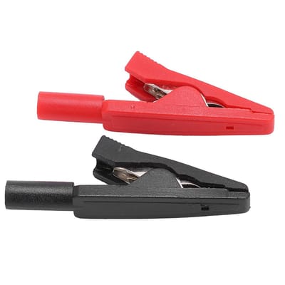Allecto - Testklemmen - Krokodil Clips - Duurzaam en veilig - Rood en zwart - Draadbeheer - Geschikt voor elektrische testen - Geïsoleerde clips