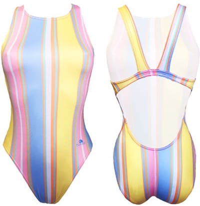 Turbo Pastel Stripes Zwemkleding Geel S Vrouw
