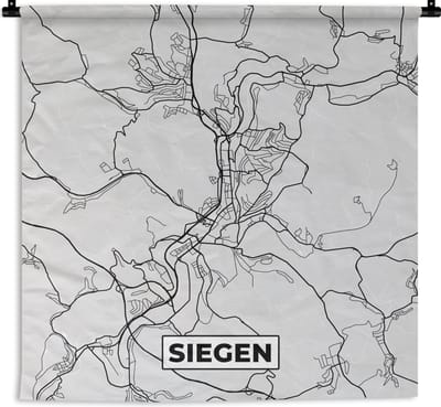 Wandkleed - Wanddoek - Stadskaart - Duitsland - Plattegrond - Siegen - Kaart - 180x180 cm - Wandtapijt