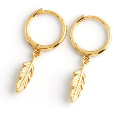 Argent Sterling 925 Vente Boucles d'oreilles Plume Coréennes Simples Tempérament Exquis Bijou Sexy Semale Cadeau or