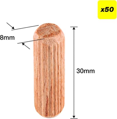Houten Deuvels - Bevestigingspennen - Meubelreparatie - Lijmgroeven - 8x30 mm