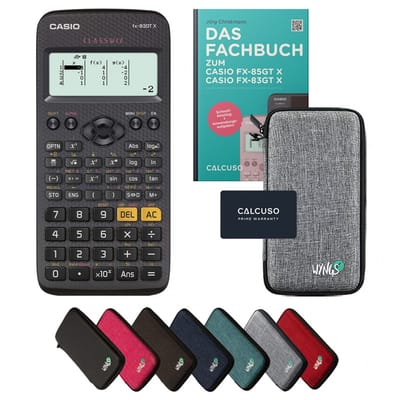 Casio fx-83GT X incl. beschermhoes Lichtgrijs & vakboek (64 pagina's, DIN A5) – Wetenschappelijke rekenmachine – Smart Set