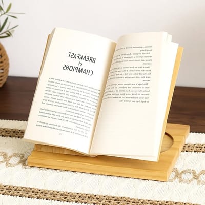 Houten Boekenstandaard voor Boeken, Tablets en E-Readers - Ideaal voor Bureau, Nachtkastje en Boekenkast, Perfecte Cadeau voor Lezers