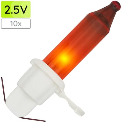 OE Lightning Reserve Kerstlampjes - 10 stuks - Witte Insteek Fitting - 2.5V/0.425W - Rood Licht
