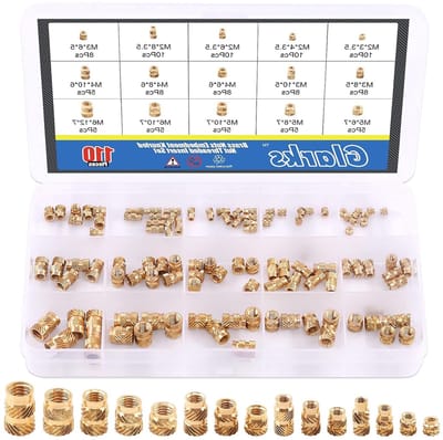 110-delige set met M2, M3, M4, M5 en M6 vrouwelijke schroefdraad messing moeren voor 3D-printers en hobbyprojecten