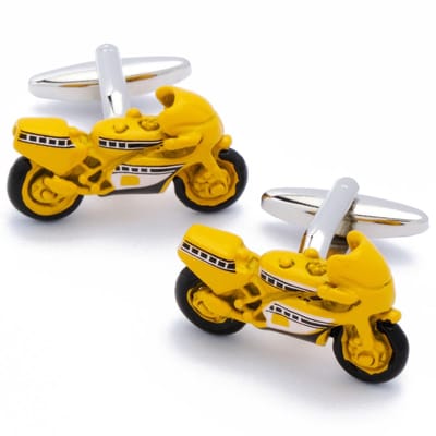 Manchetknopen - Racemotor Geel en Zwart