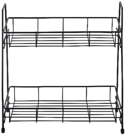 EXCITAT Dubbellaags kruidenrek - Metalen kruidenrek - Keukenplanken - Vrijstaand kruidenrek voor op de werkbank - Voor keuken, badkamer - Zwart