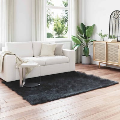 vidaXL - Tapijt - van - imitatie - schapenvacht - TAFALLA - Zwart - 120 - x - 170 - cm