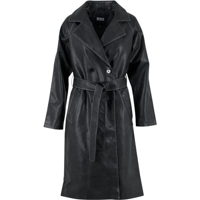 Urban Classics - Vintage Leather Trenchcoat jas - XS - Zwart