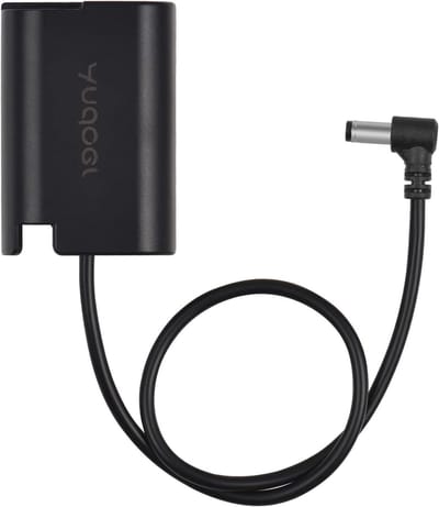 Dummy Accu Adapter - Voedingskabel Camera - Studio Fotografie - Continue Stroomvoorziening - 10.5 x 10.5 x 3 cm - Zwart