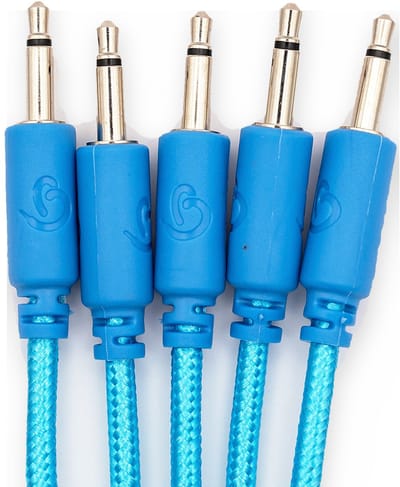 Bowl Modular Gevlochten Patchkabels 15 cm – Blauw – 15 Stuks – Eurorack / Modular Synthesizer – 3,5 mm Mono Jack