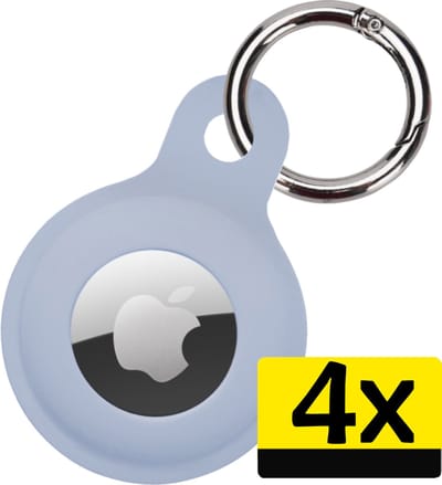 Hoesje Geschikt voor Apple AirTag Hoesje Sleutelhanger Houder - Siliconen Hoesje Geschikt voor Apple AirTag Hoesje - Grijsblauw - 4 Stuks