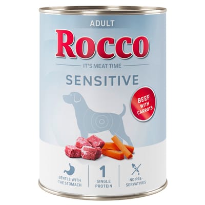 Voordeelpakket Rocco Sensitive 24 x 400 g Nieuwe receptuur - 24 x 400 g: Rundvlees met wortelen