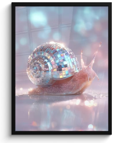 Poster in lijst - Fotolijst 50x70 cm - Posters - Slak - Disco - Mozaïek - Blauw - Posterlijst zwart - Decoratie - Wanddecoratie woonkamer - Muurdecoratie slaapkamer