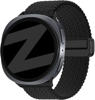 Bandz Magnetisch gevlochten nylon bandje geschikt voor Samsung Galaxy Watch 9 (40/44mm) / Watch 8 (40/44mm) / 8 Classic (46mm) – tijdloze en stevige gevlochten nylon strap (Zwart)