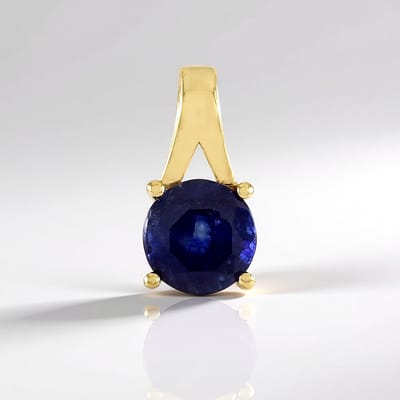 Cavill - Luxe Hanger 18K Goud Verguld - 925 Sterling Zilver - Blauwe Ronde Saffier 1.035 ct - Elegant Tijdloos Design - Madagaskar Edelsteen