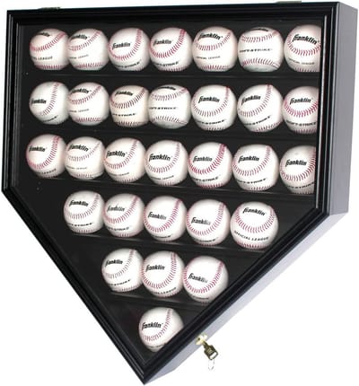 Baseball Display Kast voor 30 Ballen - Houten Vitrine met UV-Bescherming en Slot