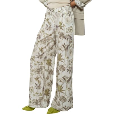 Goa Goa Vrouwenbroek Muji Fantasia Jungle Fluid Beige Groen 15208095/523