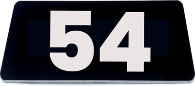 Nummerplaatje 54 - 80 x 50 x 1,6 mm - Zwart/wit - incl. 3M-tape | Nummerbordje - Deur en kamernummer - brievenbusnummers - Gratis verzending - 5 jaar garantie
