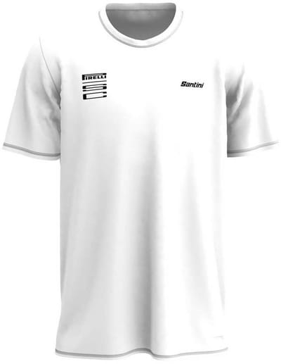Santini Pirelli Wheel T-shirt Met Korte Mouwen Wit S