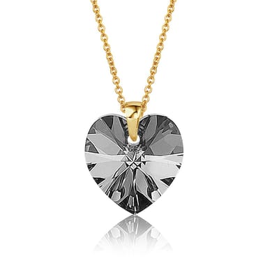 Montebello Ketting Fleur HZ111 - Swarovski Hart - 925 Zilver Verguld - Ø14mm - 50cm