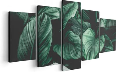 Artaza Canvas Schilderij Vijfluik Tropische Groene Bladeren - 100x50 - Foto Op Canvas - Canvas Print