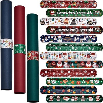 Kerst Inpakpapier Houders - Rolhouder Cadeaupapier - Papier Organiseren - Met Metalen Strip - 3 x 22 cm - Kleurrijk