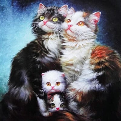 Cross Stitch Kit DIY Diamond borduurwerk familie van katten volledige ronde Diamond schilderij mozaïek Home Decor 30X30CM gray