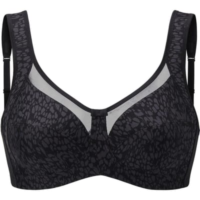 Beha zonder beugels met millefleursprint - zwart / antraciet / gedess. - Gr. 105 B van Goldner Fashion