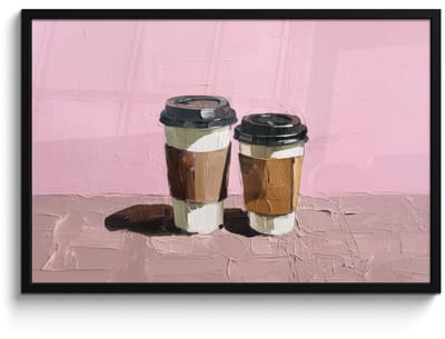 Poster in lijst - Fotolijst 90x60 cm - Posters - Koffiebekers - Deksel - Verf - Textuur - Posterlijst zwart - Decoratie - Wanddecoratie woonkamer - Muurdecoratie slaapkamer