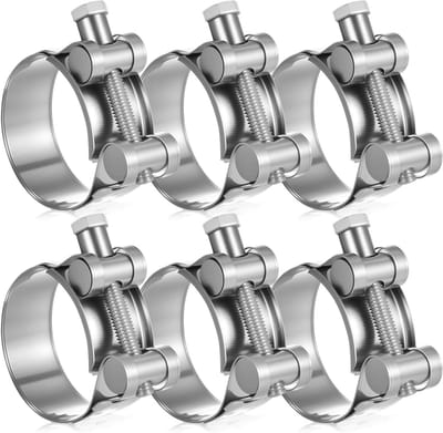 Set van 6 verstelbare metalen slangklemmen 40-43 mm, roestvrijstalen klemmen voor waterafvoer, ideaal voor leidingen en slangen