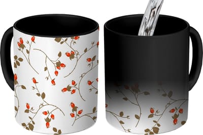 Magische Mok - Foto op Warmte Mokken - Koffiemok - Patronen - Planten - Romantisch - Botanisch - Magic Mok - Beker - 350 ML - Theemok