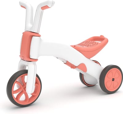 Chillafish Loopfiets 1 jaar voor meisjes - Roze - Driewieler loopfiets verstelbaar naar 2 wieler - Lichtgewicht met verstelbare zitting - Stille anti slip banden voor binnen en buiten - Model Bunzi