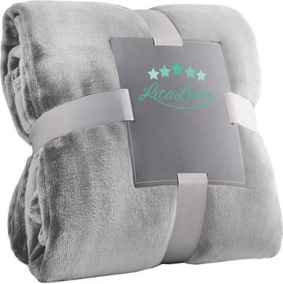 Fleece Plaid - Fleece deken Licht Grijs- hoogwaardige deken, zachte deken, microvezeldeken als bankhoes, sprei, plaid of woonkamerdeken, 150 x 200 cm