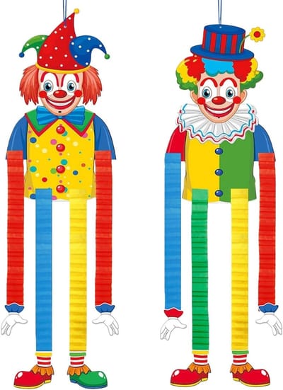 Clown Decoratie - Feest Slingers - Carnaval Viering - Kleurrijk Papier - 90 cm Lang - Multicolor