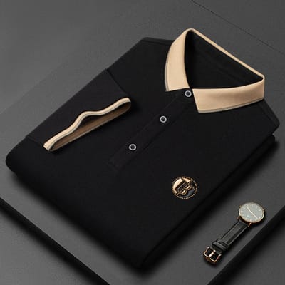 Heren Polo met korte mouwen Zomer Herenmode Casual Revers Halve mouw T-shirt Top Kleding 4XL beige