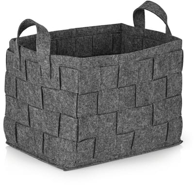 Opbergmand van vilt met handvat 35x25x25 cm | Ideaal voor het opbergen van haardhout en tijdschriften | Duurzaam en veelzijdig | Opvouwbare opbergmand [Donkergrijs]