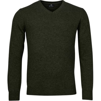 Baileys Trui V-Neck Uni Color Lambswool Donker Groen / male
