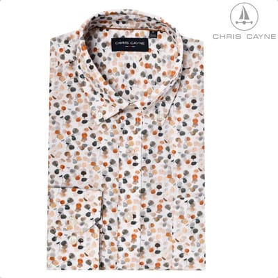 Blouse 1232 bruin/oranje print LM Chris Cayne - maat M