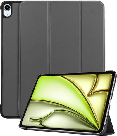 Hoes - Geschikt voor Apple iPad Air (2024/2025/2026) - 11 inch - Dun & Stevig - Trifold Bookcase - Hard Cover - Hardcover Book Case - Tablet Hoesje - Grijs