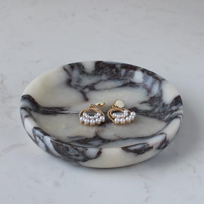 Elegante Calacatta Viola Marmeren Sieraden Schaal 14cm, Perfect voor Ringen en Oorbellen, Cadeau voor Vrouw of Dochter