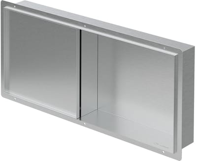 Wand nis douche met betegelbare deur 25,5x55,5 cm zilver roestvrij staal randloze douche nis douchebak LuxeBath