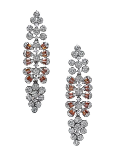 AVANT-GARDE PARIS Oorbellen - Statement - Chandelier - Rhodium Plated - 5.8 cm - Kristallen Accenten