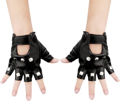Stijlvolle Vingerloze Leren Handschoenen voor Mannen, Perfect voor Halloween en Cosplay, Comfortabel en Duurzaam