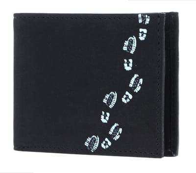 oxmox portemonnee New Cryptan Pocketbörse Footsteps Print Cyan Black zwart