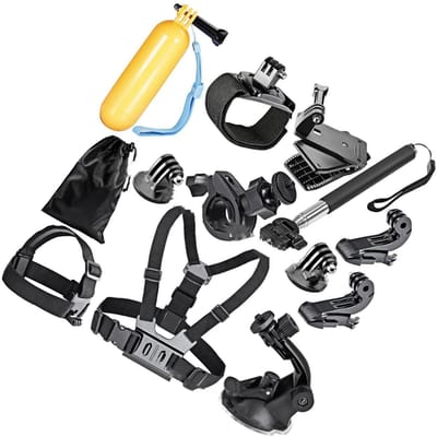 12PCS Actiecamera Accessoires Kit Verstelbare Hoofdband Drijvende Handgreep Montage voor Hero 11 10 9 8 black