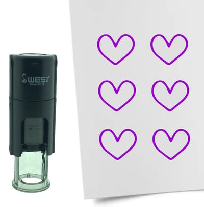 CombiCraft Stempel Open hartje 10mm rond - paarse inkt