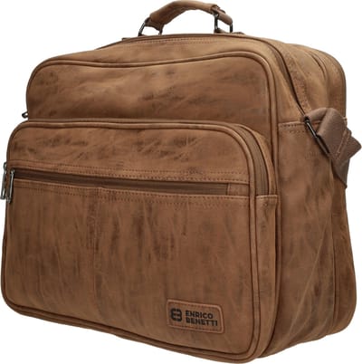 Enrico Benetti Rotterdam Lederlook Laptoptas met 15" Laptopvak - Reportertas (38x31x17 cm) - Handbagage Reistas Underseater Inhoud 20 liter - Camel