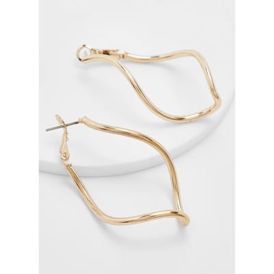 boohoo Dames Golfvormige Oorbellen Hoepel Oorbellen | Gold